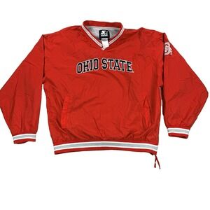 VTG 90s Ohio State Buckeyes Starter Windbreaker Jacket Large Red Pullover NCAA